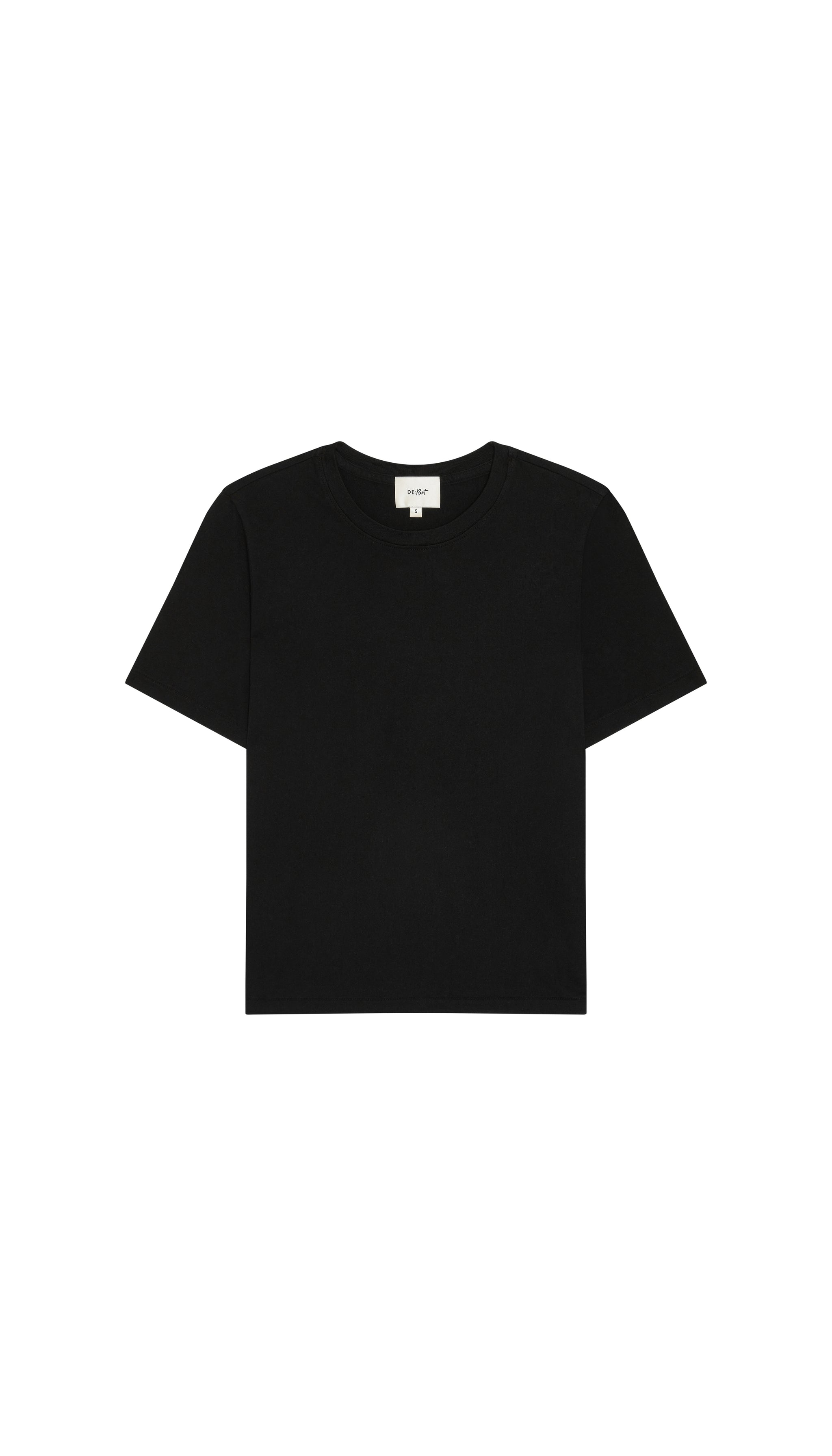 DePart black crew t-shirt on a white background