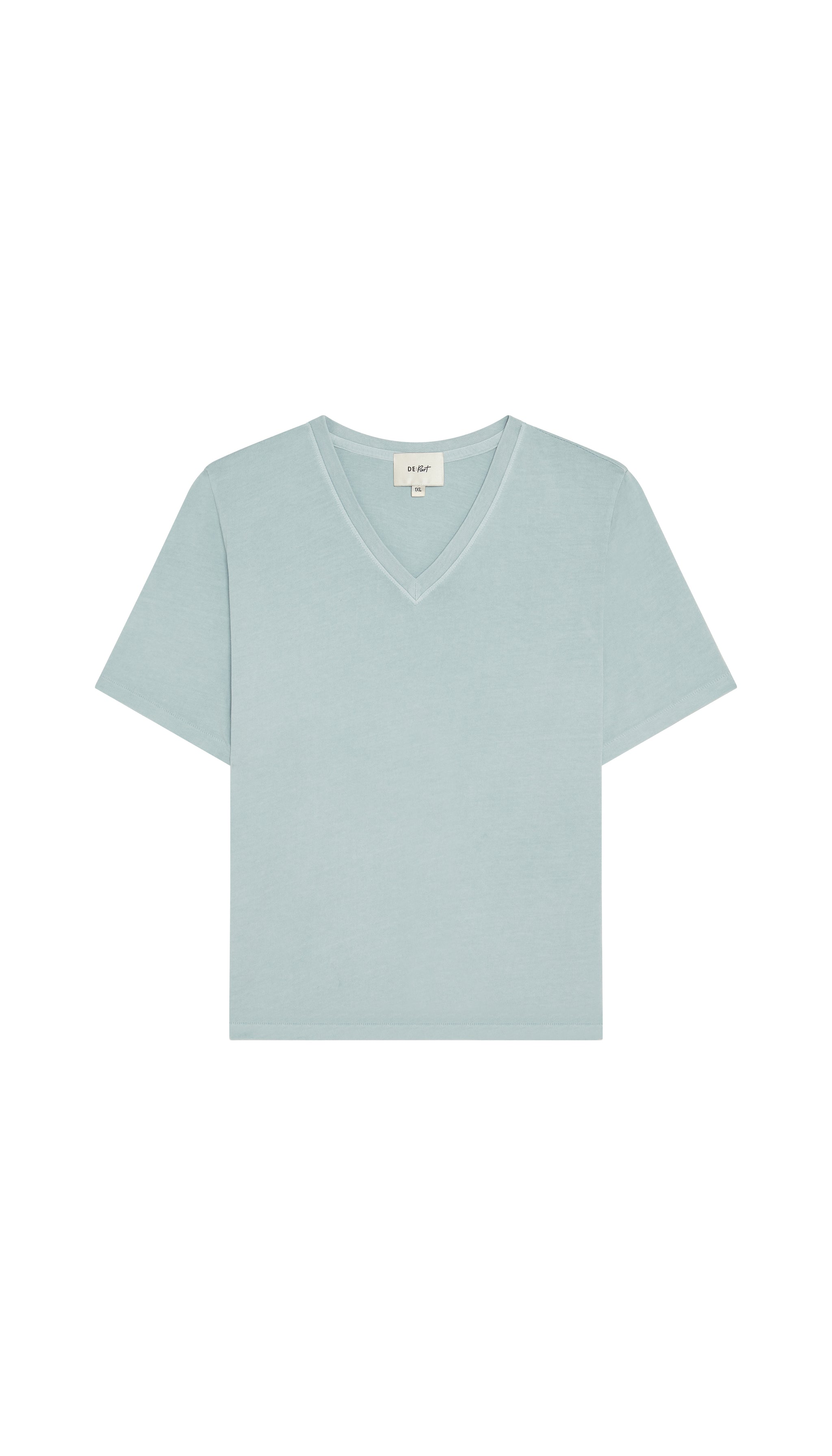 Light blue Depart v-neck t-shirt flat on a white background