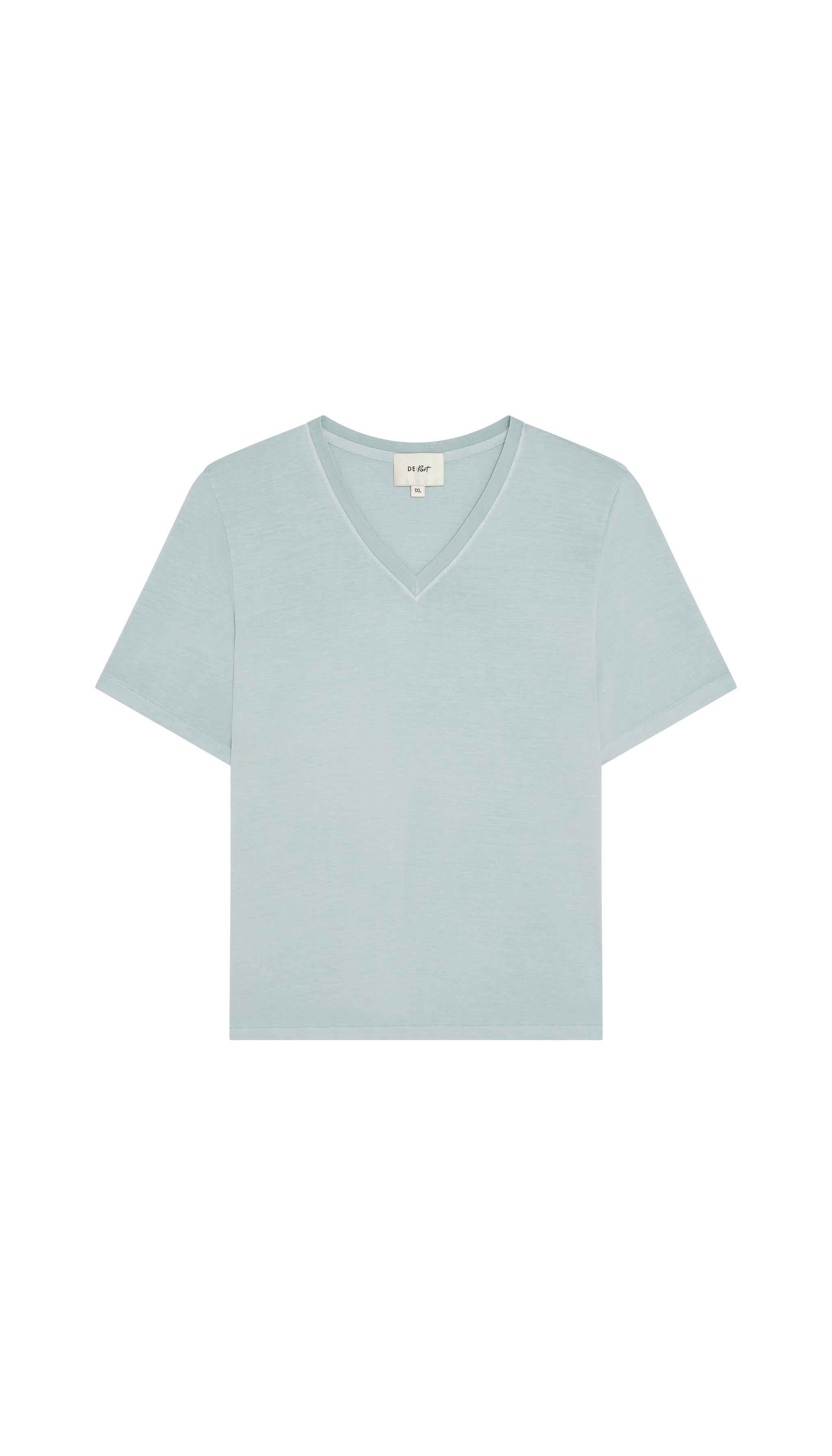 Light blue Depart v-neck t-shirt flat on a white background
