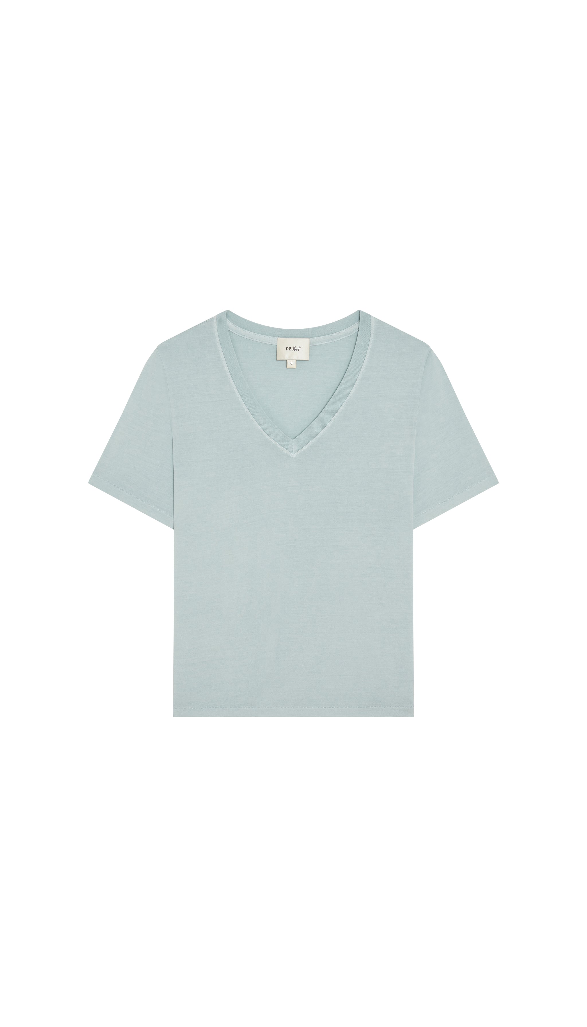 Depart light blue v-neck t-shirt on a white background