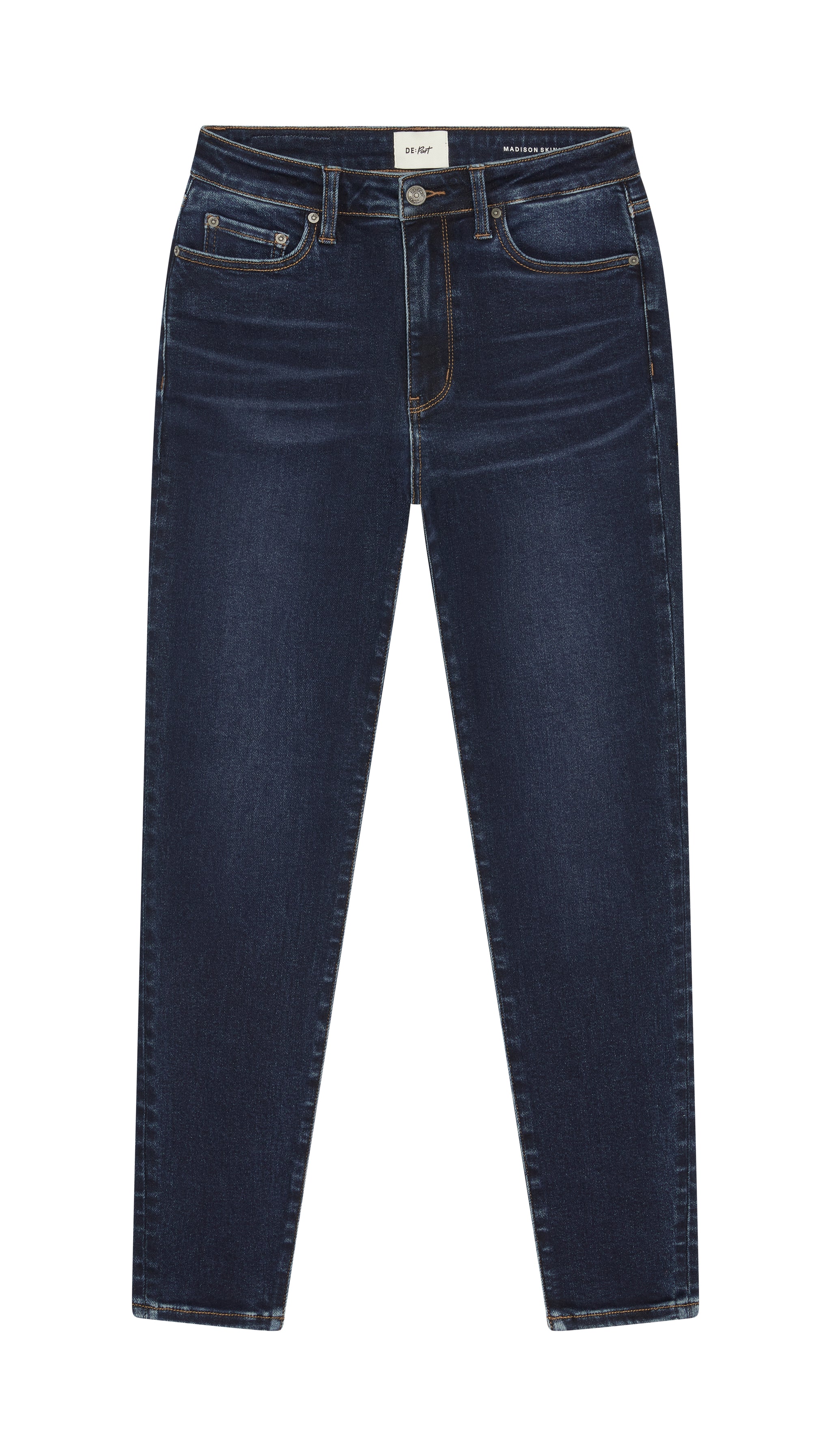DePart Dark blue skinny jeans flat on a white background size