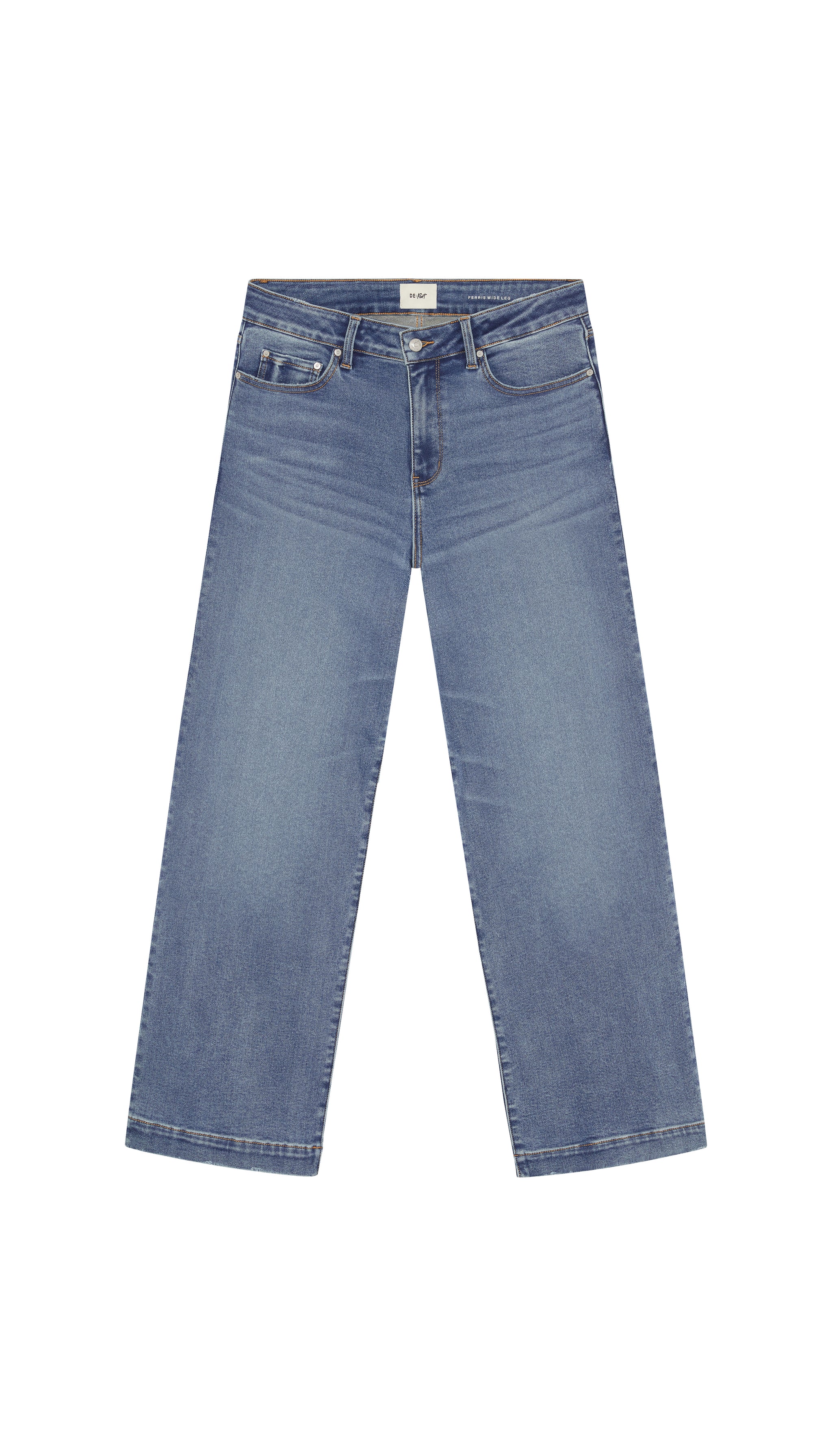DePart Blue jeans wide leg flat on a white background