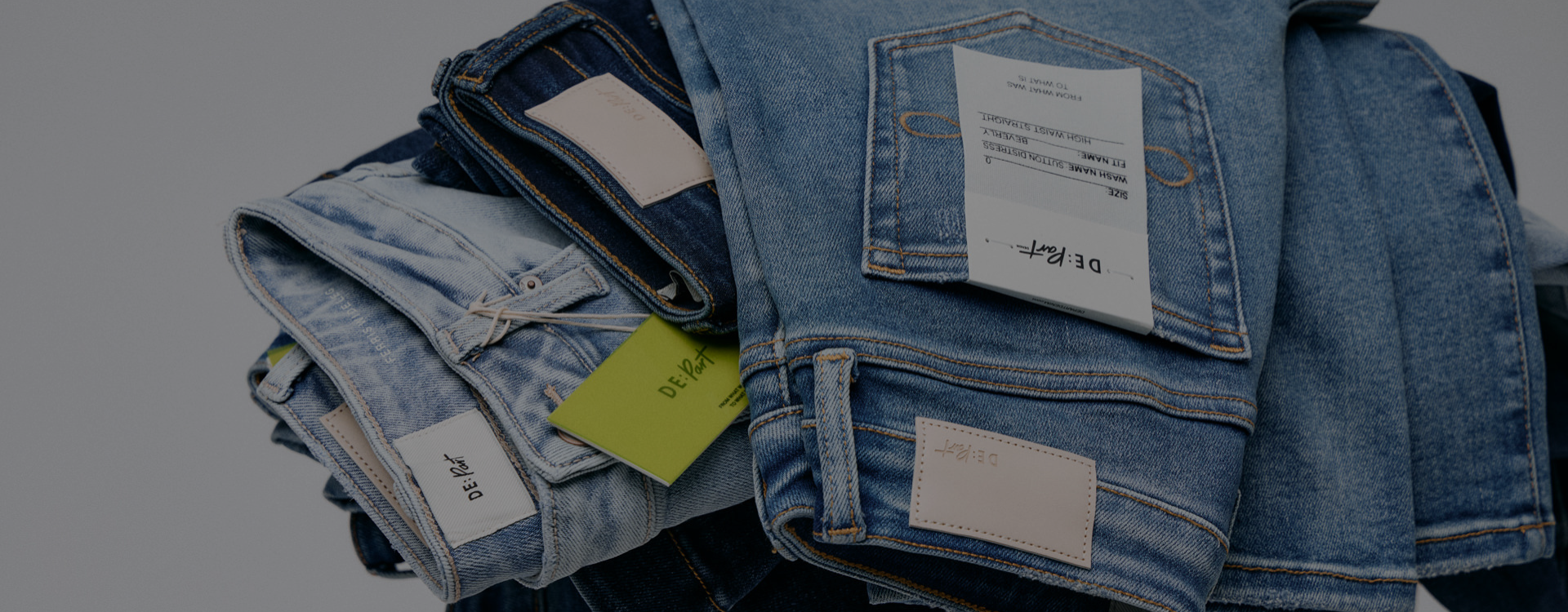 Image of a stack on jeans laying on top of each other.
