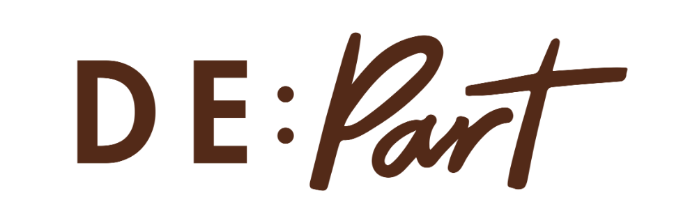 ADA Compliant: Homepage. Logo with 'DE:Part' text in brown on a white background collection