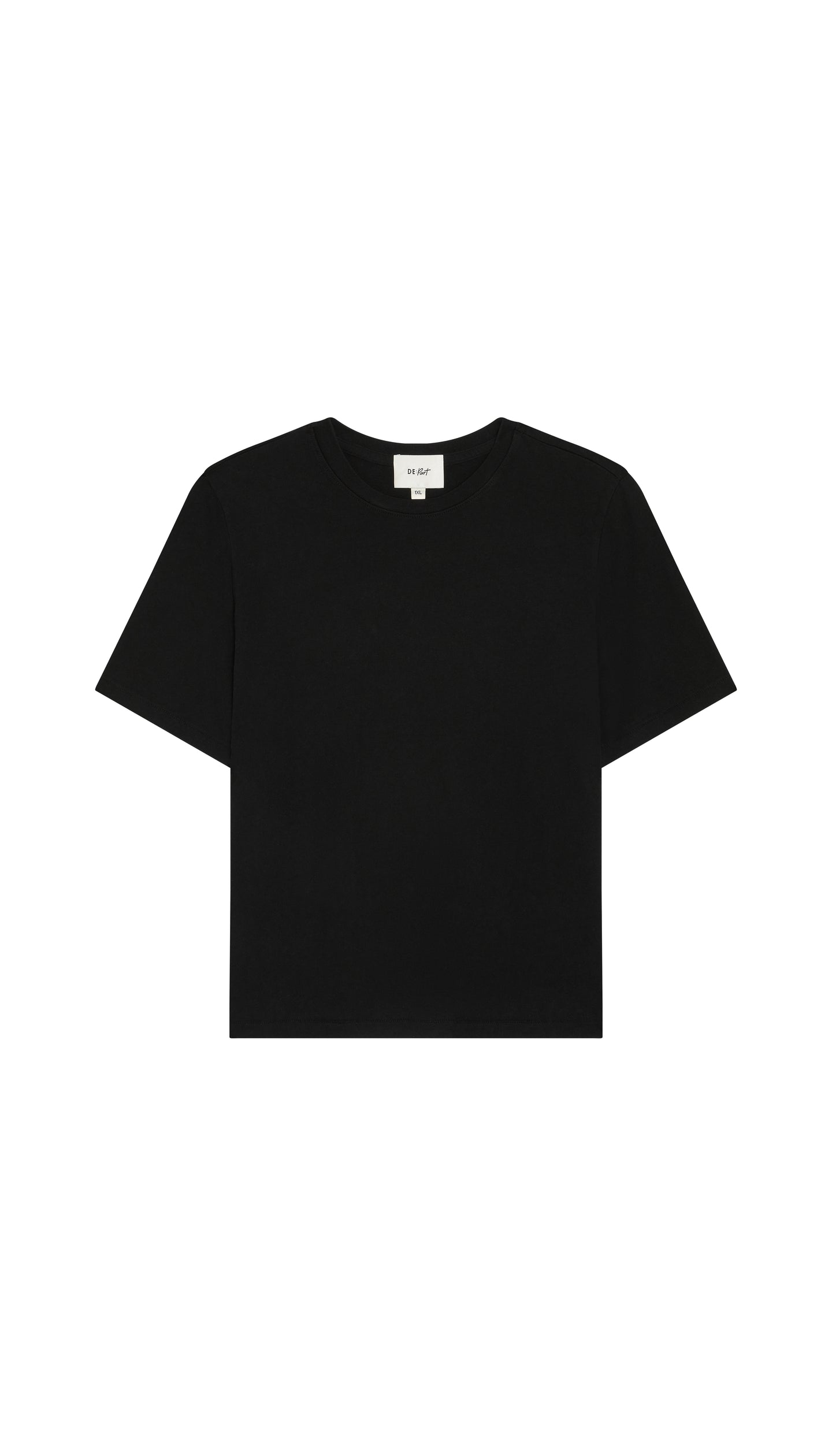 Black Depart crew neck t-shirt flat on a white background