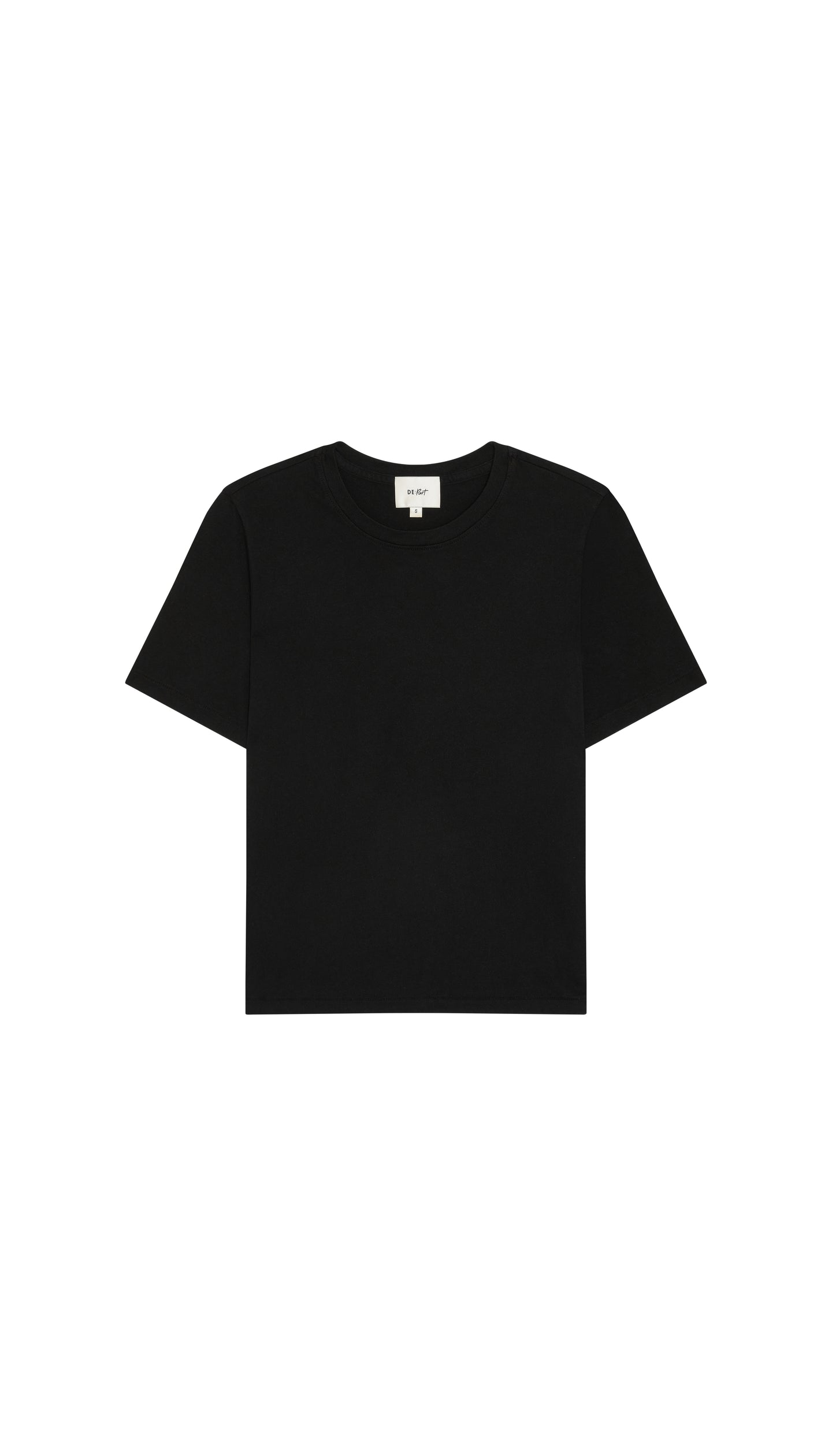 DePart black crew t-shirt on a white background