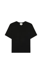 Black Depart crew neck t-shirt flat on a white background
