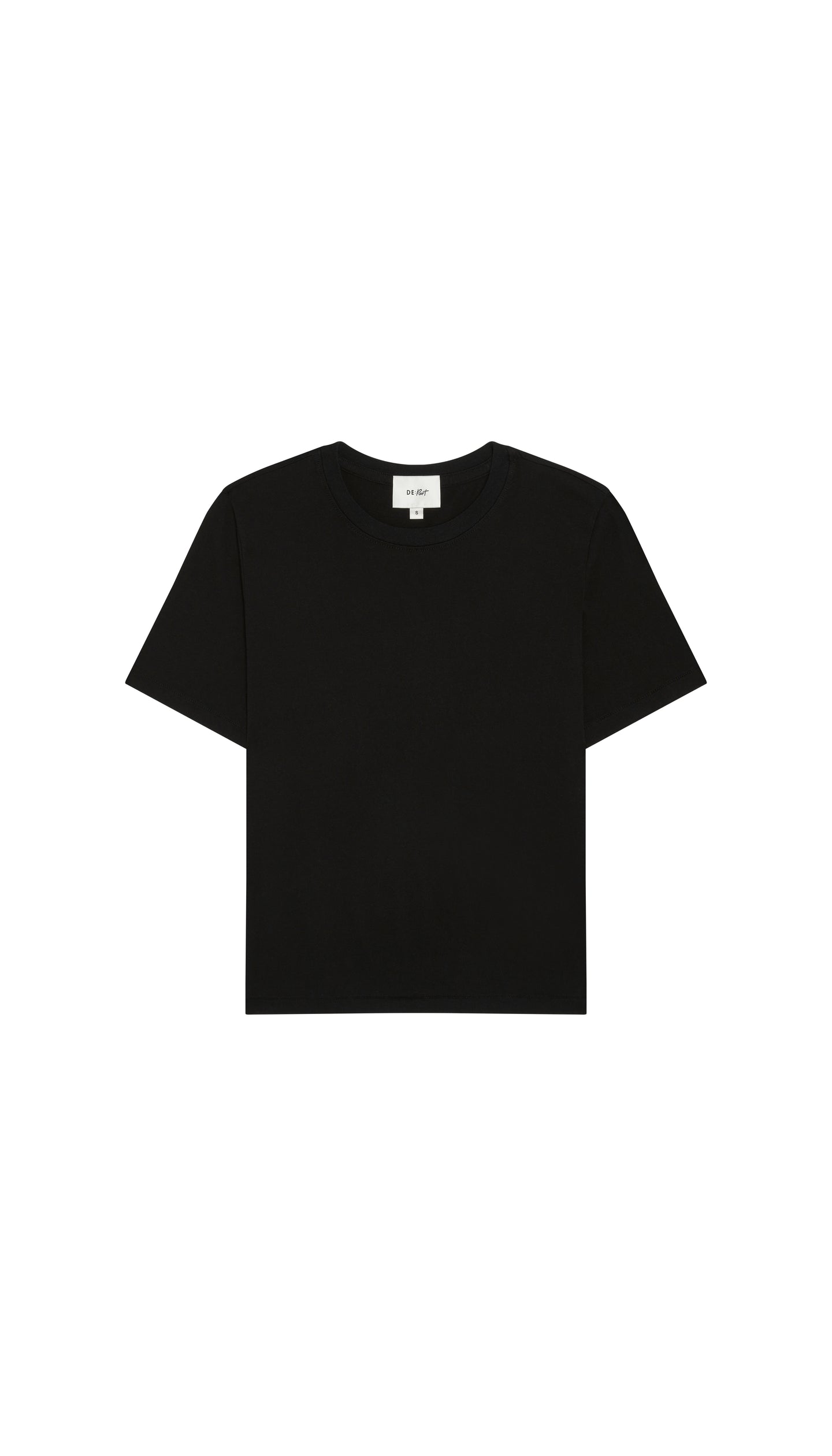 DePart black crew t-shirt on a white background
