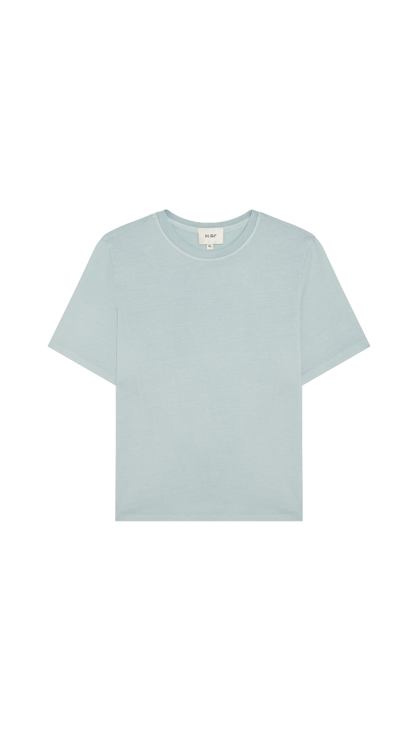 Light blue Depart crew neck t-shirt flat on a white background