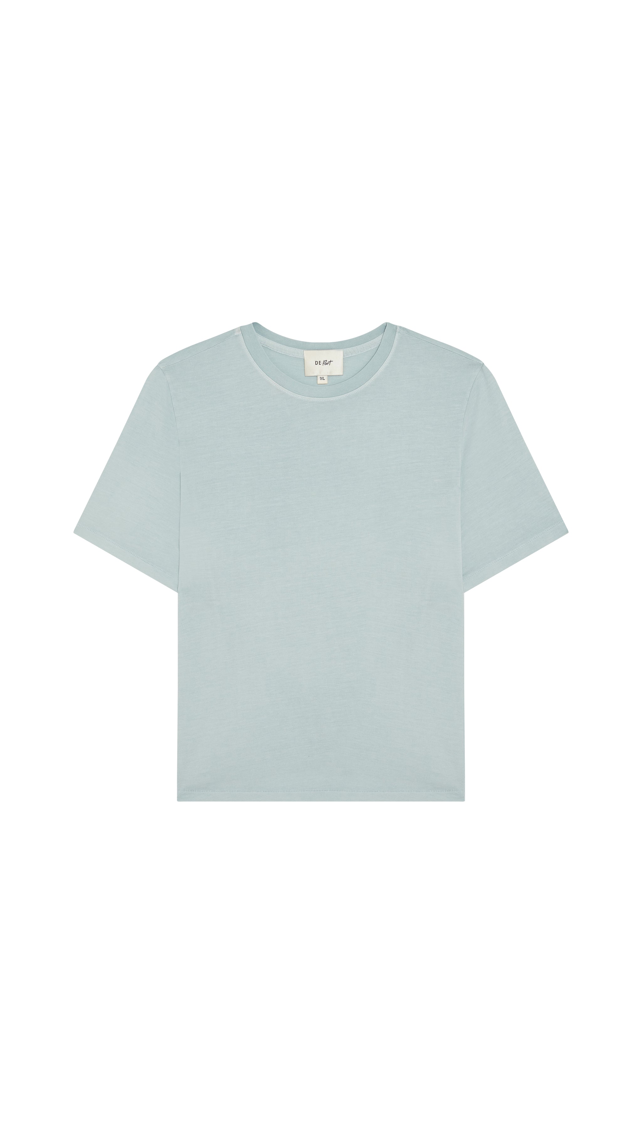 Light blue Depart crew neck t-shirt flat on a white background