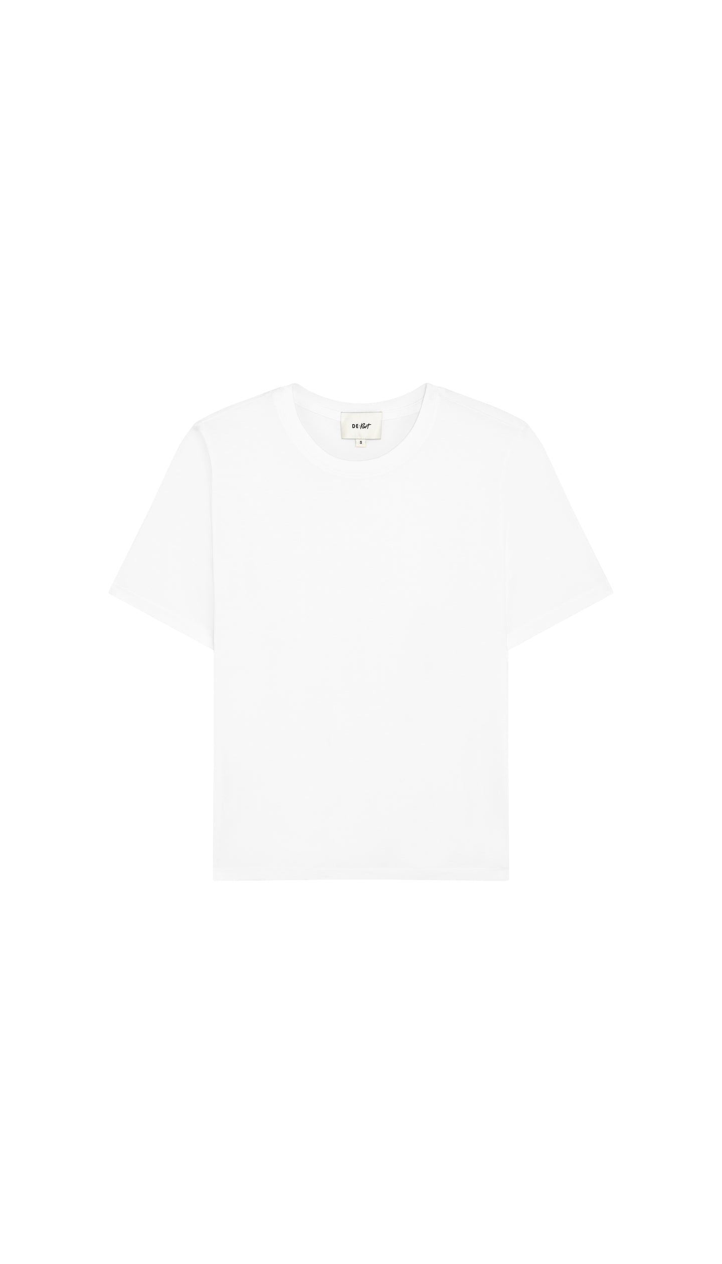 DePart white crew neck t-shirt on a white background