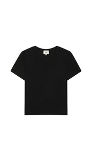 Black crew t-shirt on a white background