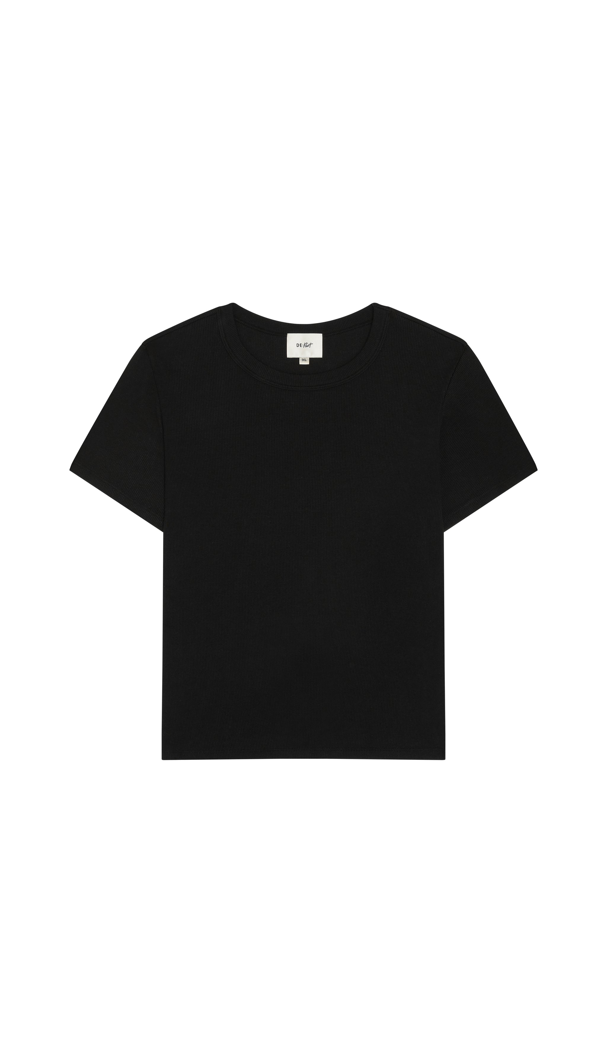 Black crew t-shirt on a white background