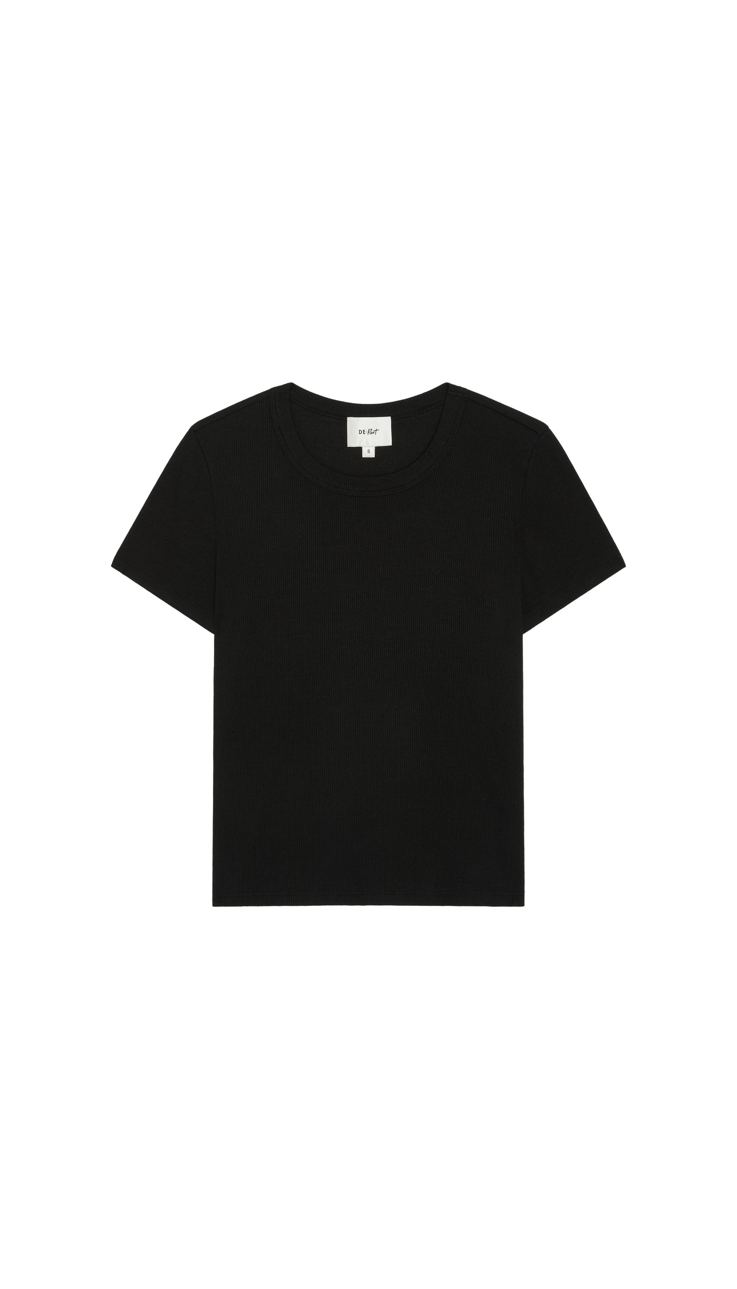 Black crew t-shirt on a white background