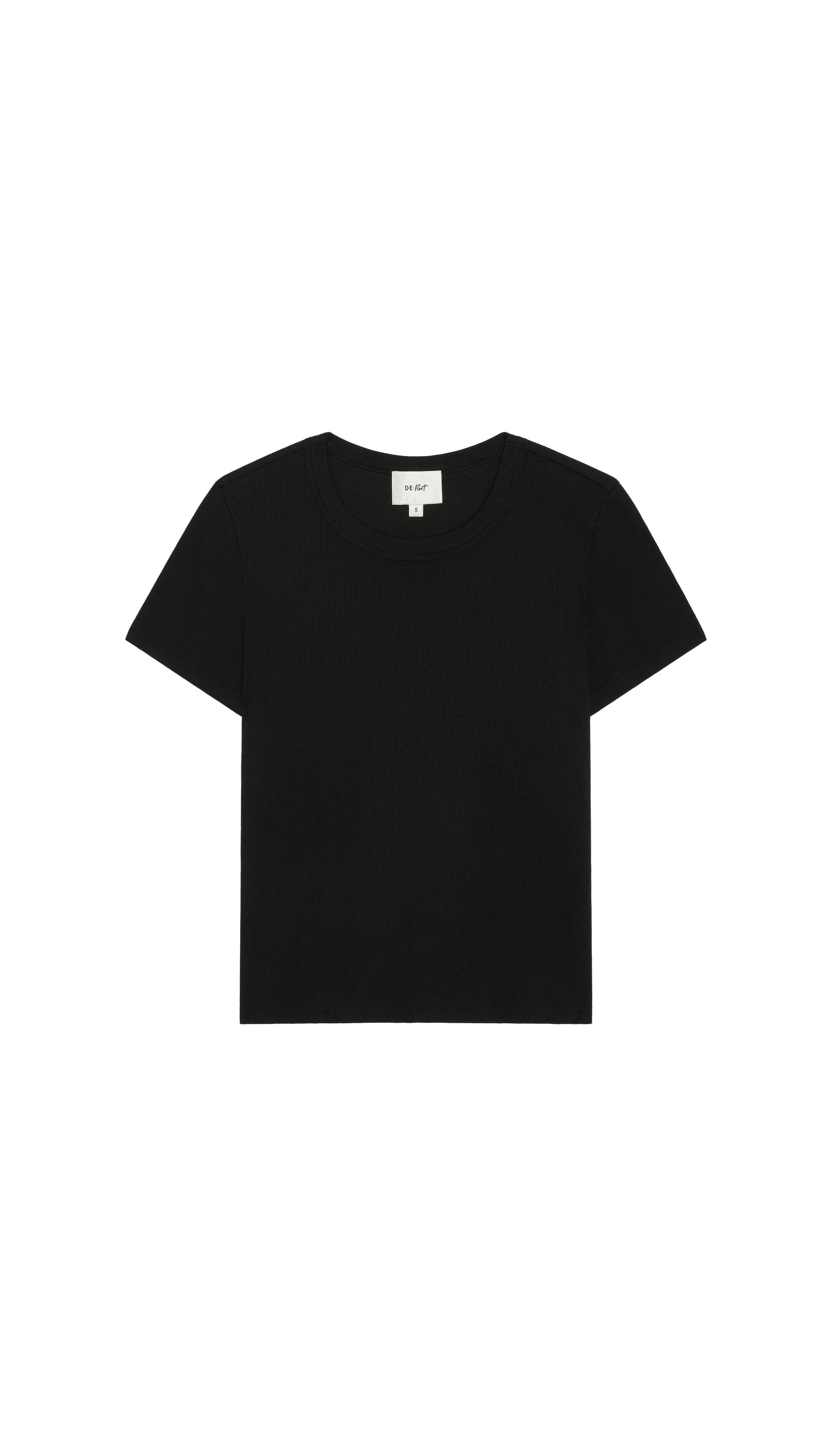 Black crew t-shirt on a white background