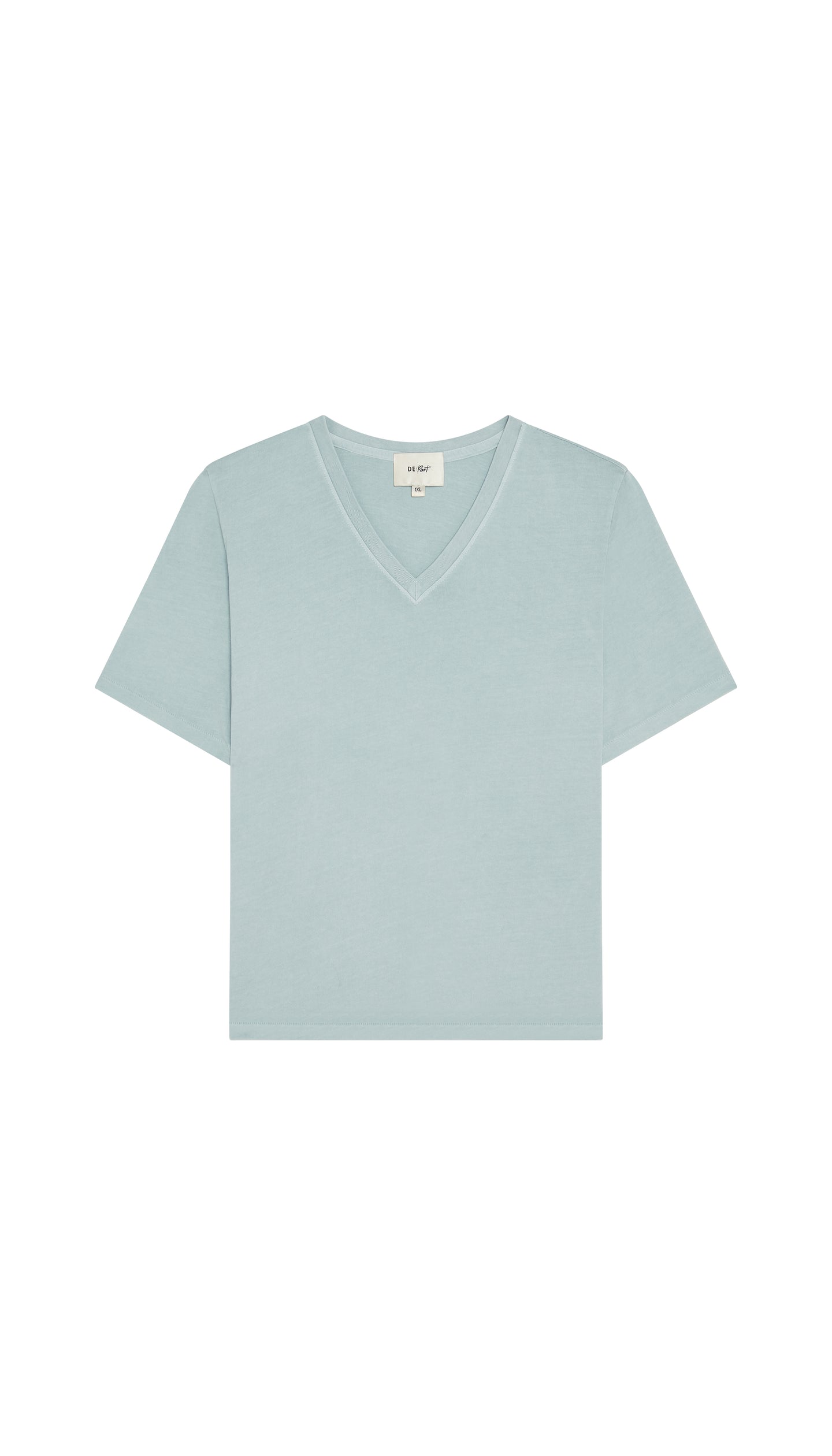 Light blue Depart v-neck t-shirt flat on a white background
