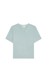 Light blue Depart v-neck t-shirt flat on a white background