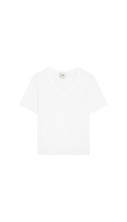 DePart white v-neck t-shirt on a white background