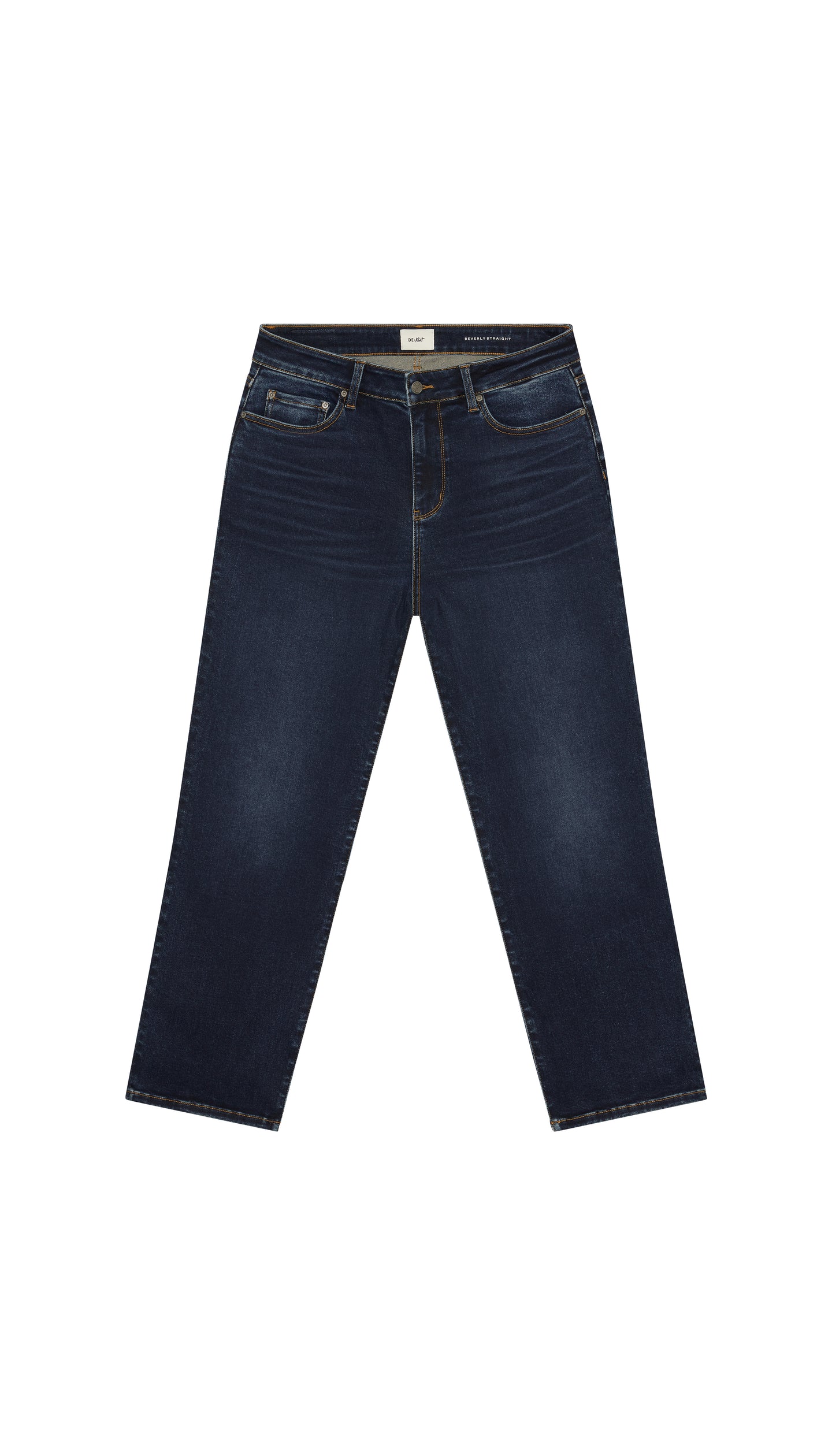 Skinny Dark blue jeans flat on a white background