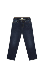 Skinny Dark blue jeans flat on a white background