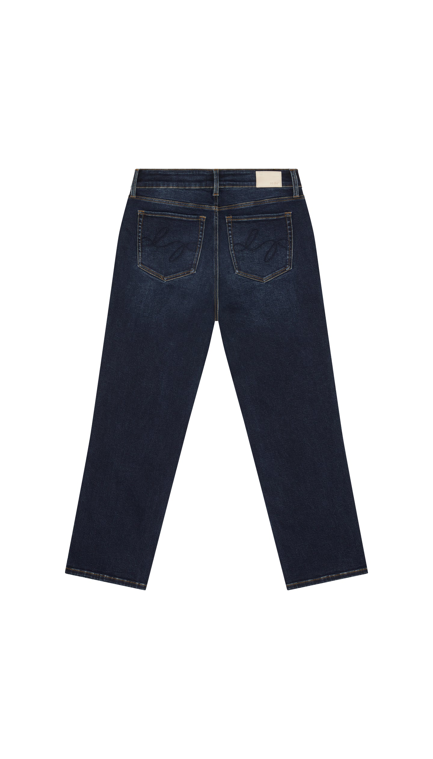 Skinny Dark blue jeans backside flat on a white background