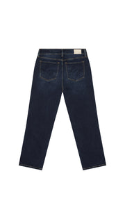 Skinny Dark blue jeans backside flat on a white background