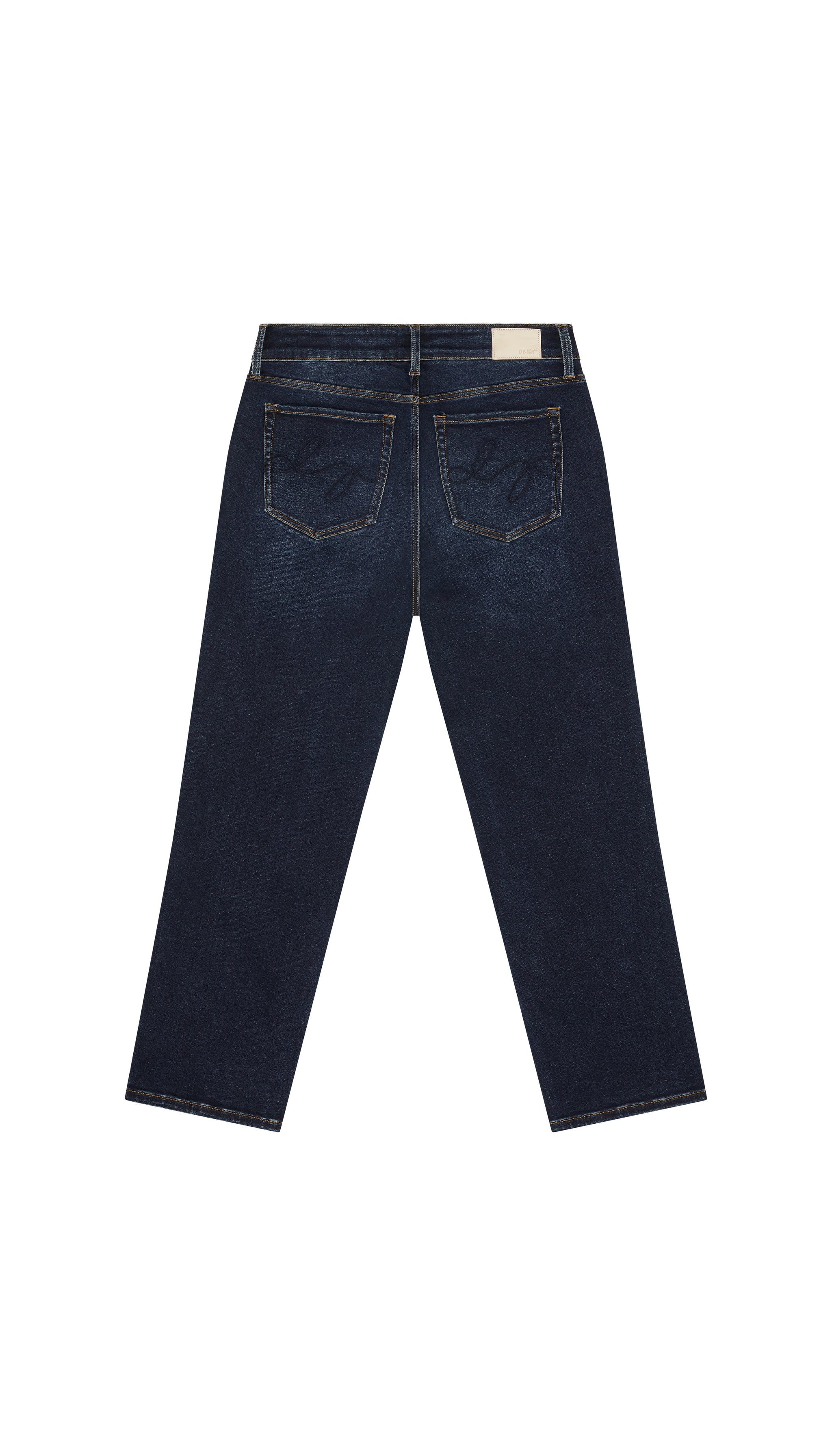 Skinny Dark blue jeans backside flat on a white background