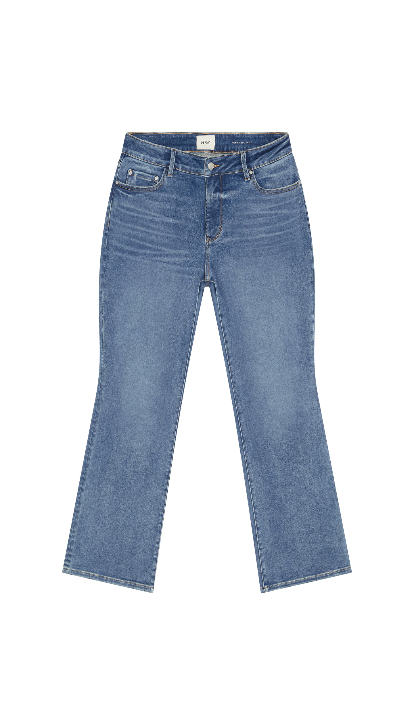 DePart Blue jeans bootleg flat on a white backgroundut