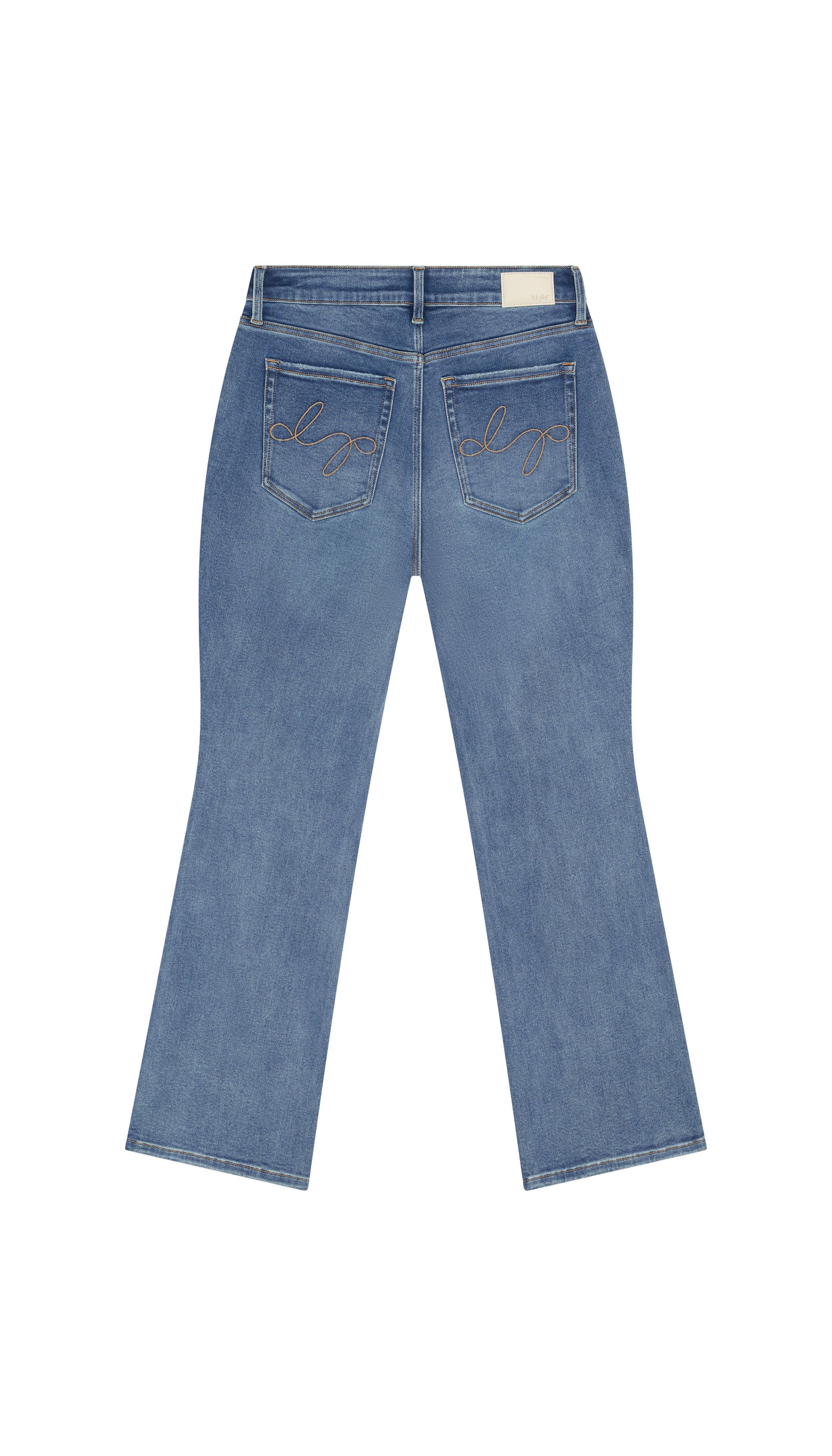 DePart Blue jeans bootcut flat backside on a white background