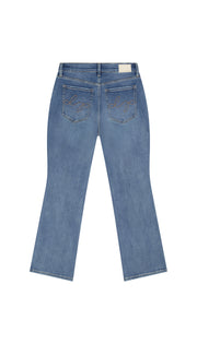 DePart Blue jeans bootcut flat backside on a white background