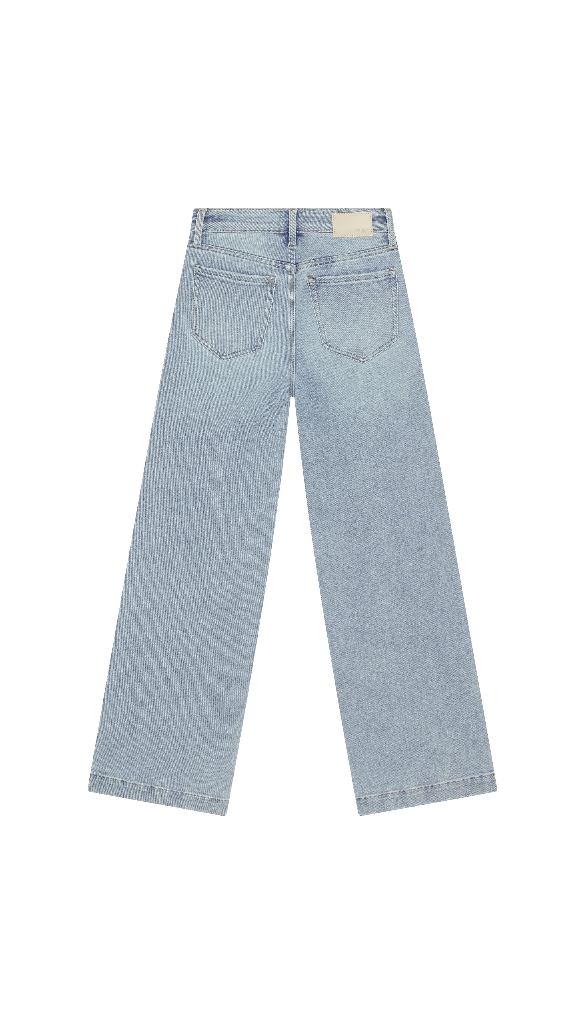 Light blue Ferris jeans flat backside on a white background