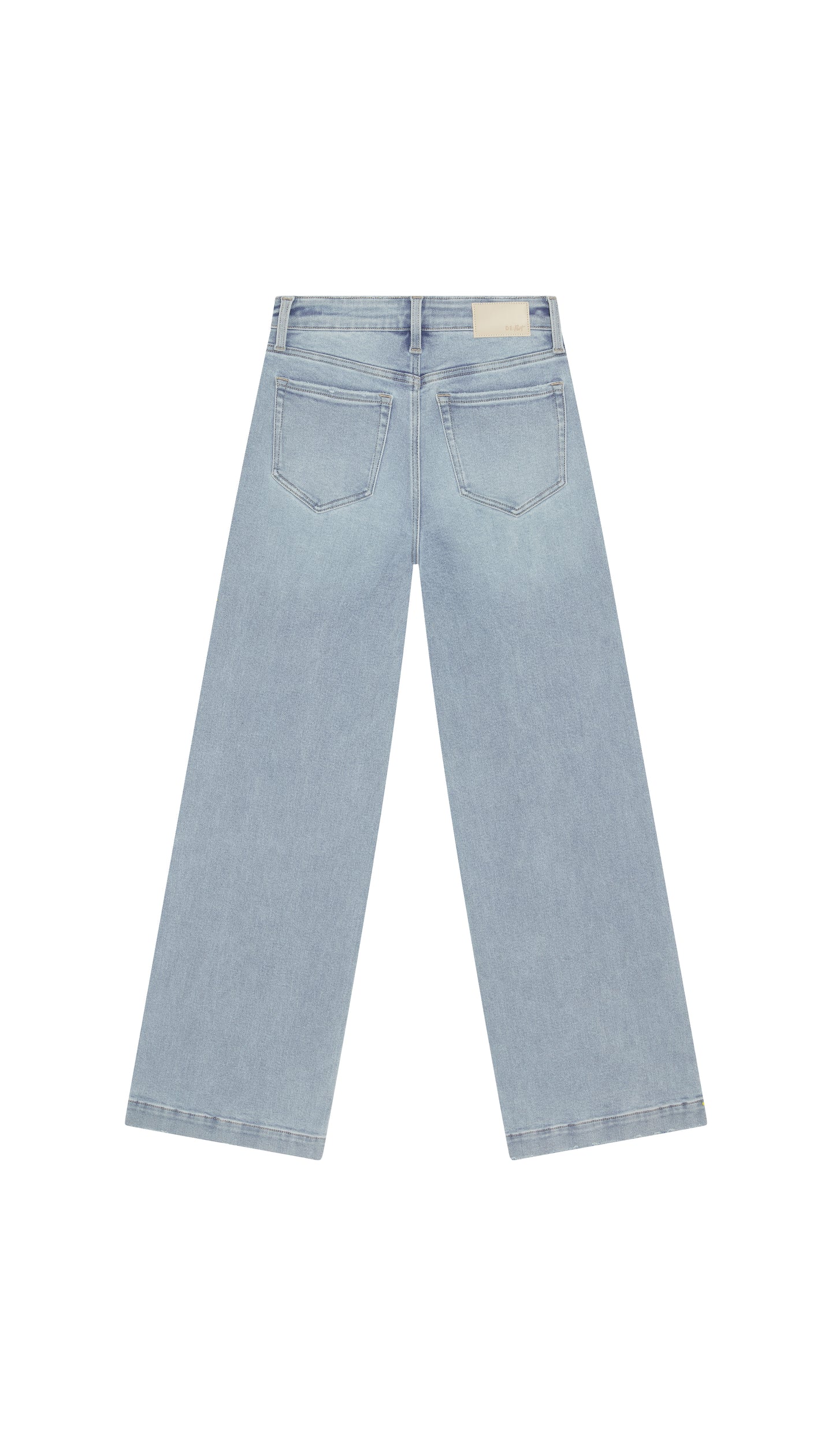 Light blue Ferris jeans flat backside on a white background