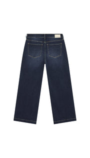 DePart dark blue wide leg jeans flat backside on a white background